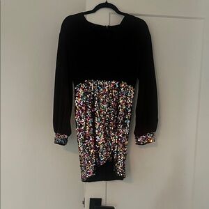 Black and Multicolor Sequin Kids Dress